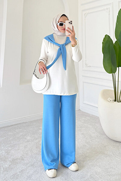 Balenbi Women's Modal Fabric Hijab Hijab Sweatshirt Set Blue 1212
