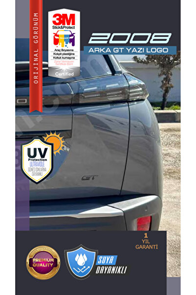 Edesign Peugeot 2008 Arka Bagaj GT Yazı Logo (Üçgen Form)