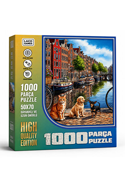Autowise 1000 Pieces Animal Cat Dog Nature Amsterdam Streets Puzzle Jigsaw 50*70