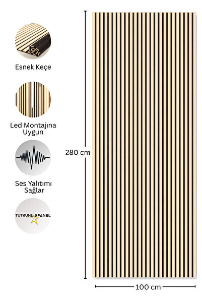 TUTKUNLAR PANEL Akustik Duvar Paneli Çıtalı MDF Ahşap Ses Yalıtımlı Dekoratif...