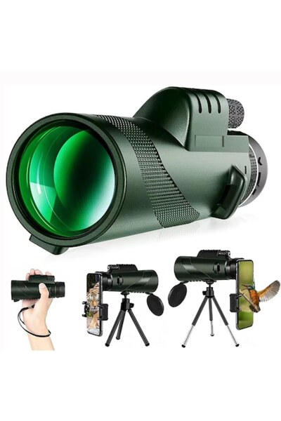 COSDIMI Monocular 80x100 HD cu Trepied si Adaptor Telefon, Zoom Mare pentru O...