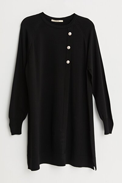 Nihan Button Detailed Knitwear Tunic - Black