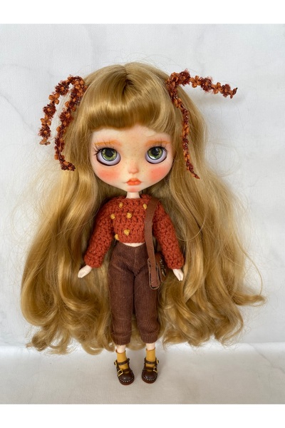 BaharEli Sandy Koleksiyonluk El Yapımı Blythe Tarzı Bebek 30 cm – 2 Kıyafetli...