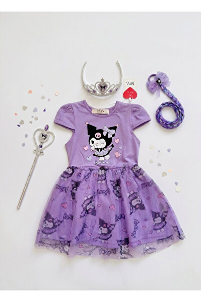Neva Baby Boutique فستان الأميرة الأرجواني للفتيات مطبوع عليه شخصيات كرتونية ...