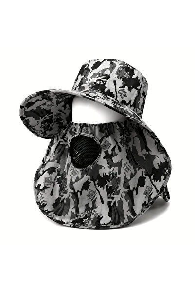 SAVEX Ense Korumalı Outdoor Şapka - Maskeli - Kamuflaj (M-5)-