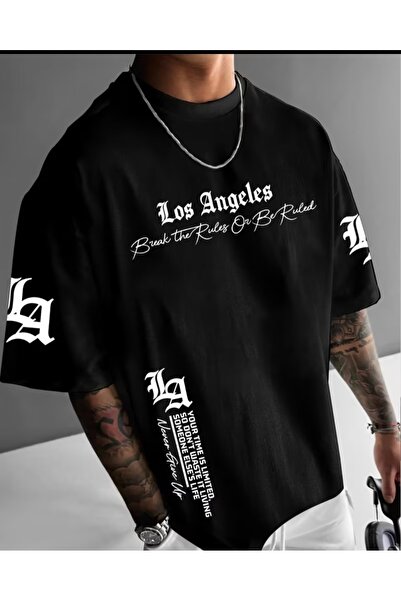 ORVIO Group Tricou oversize pentru bărbați – Design streetwear cu imprimeu te...