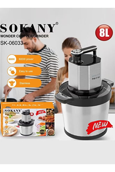 SOKANY 8L Electric Meat Grinder 3-Speed Stainless Steel Food Processor Chopper