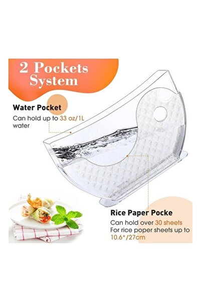 Yongsheng 2 Pieces Rice Paper Water Bowls with Side Pocket Holder, Spring Rol...