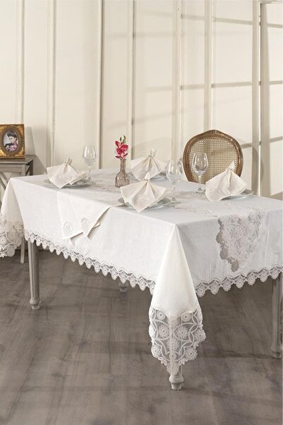 Çeyiz Diyarı Venezia Tablecloth 26 Pieces Cream