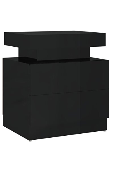 vidaxl Noptieră, negru extralucios, 45x35x52 cm, lemn prelucrat
