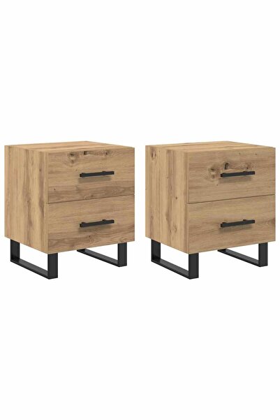 vidaxl Dulap de noapte 2 pcs Stejar Artizanal 40 x 35 x 47,5 cm