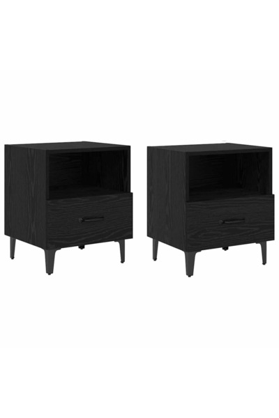 vidaxl Dulap de noapte cu sertar 2 pcs Stejar negru 40 x 35 x 47.5 cm