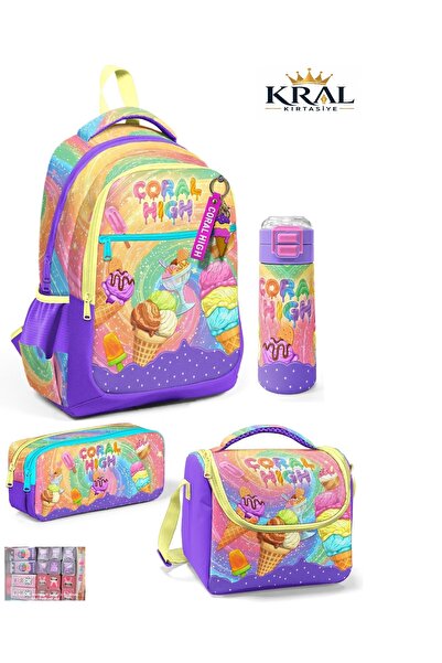 Coral High Milka Dondurma Desenli 4'lü Okul Çanta Seti