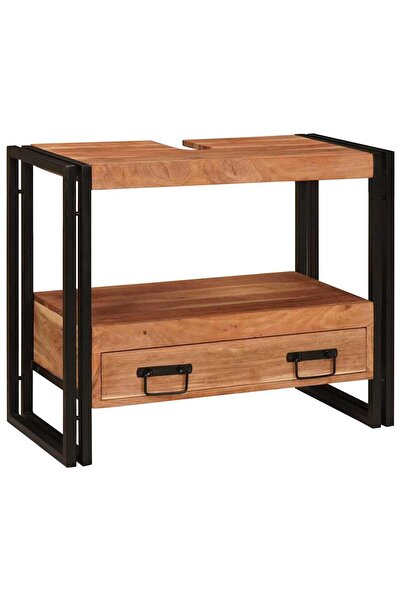 vidaxl Bathroom Cabinet Brown 71 x 33 x 58 cm Solid Acacia Wood