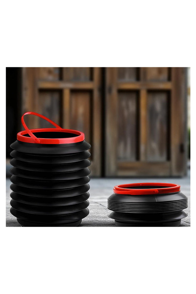 co arma Collapsible Cleaning Bucket Black with Red Ring Multi-Use for Car and...