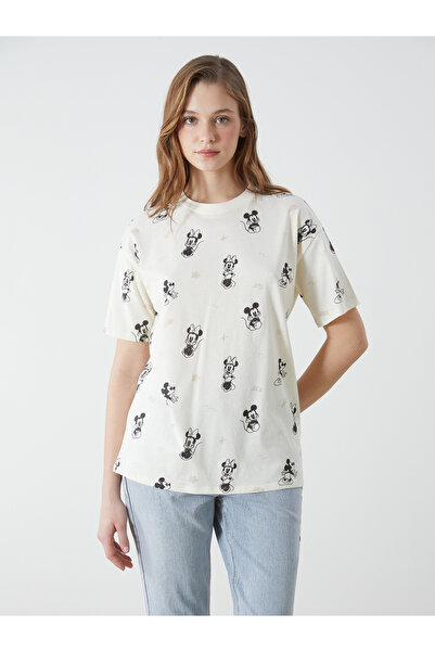 LC Waikiki Tricou de damă imprimat cu Mickey și Minnie Mouse