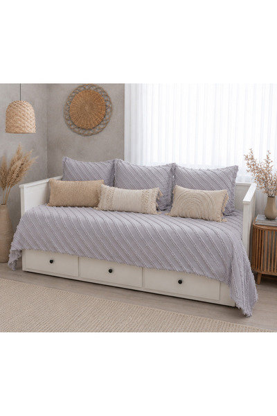 lusso stile Husă de canapea Vitelli Lux cu franjuri, antracit, 130x210 și 1 h...