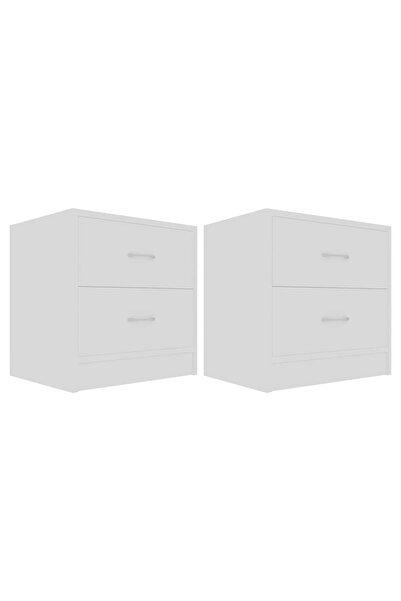 vidaxl Noptiere, 2 buc., alb, 40x30x40 cm, lemn prelucrat