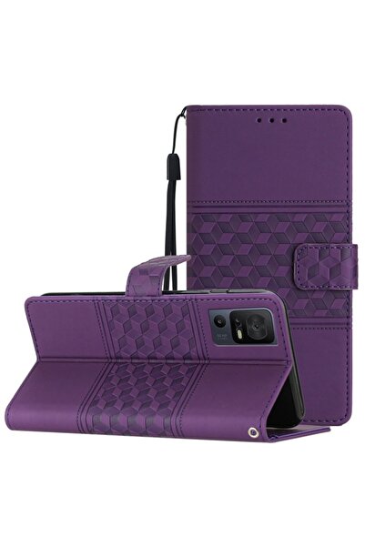 sscase 3D Cubical Embossed Θήκη Πορτοφόλι Purple (TCL 40 SE)
