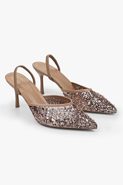 Shoeberry Women's Monica Nude Stone Sequin Stiletto
