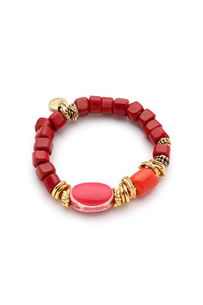 Mon Reve Velvet Mercan Natural Stone Bracelet