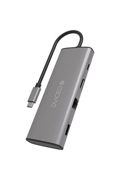 Dviced USB HUB DV300003, USB Type-C, 9-in-1, HDMI 4K, Ethernet, USB 3.0 (Grey)