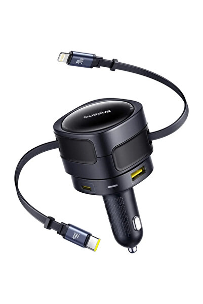 Baseus Încărcător auto Enjoyment Max, Încărcare rapidă 90W, 2x USB-C, Cablu L...