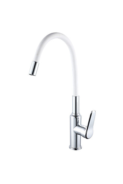 Casa Stile Baterie de bucatarie cu gat flexibil din silicon Alba