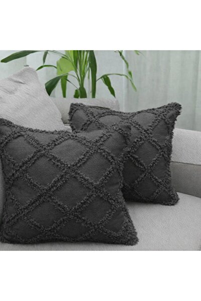 lusso stile Decorative Siena Luxury Fringed Cushion Cover Anthracite 40X40 cm...