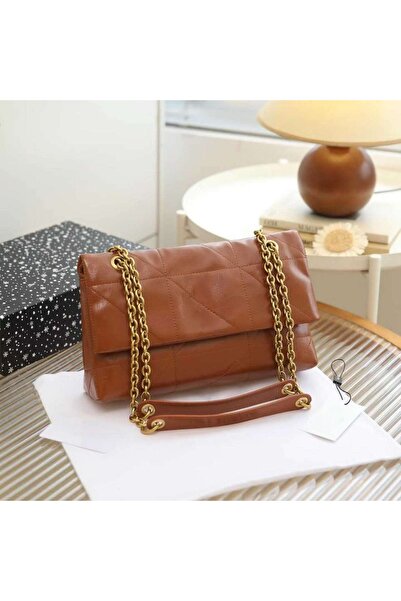 Generic Elegant Black Padded Leather Chain Handbag