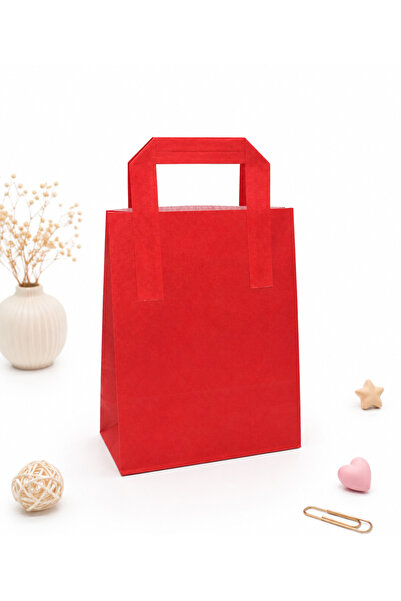 repro design 18x9x22 cm Kırmızı Kağıt Hediye Çantası – El Geçmeli Hediyelik P...