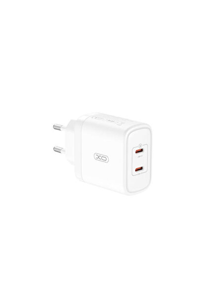 Xo Φορτιστής Χωρίς Καλώδιο με 2 Θύρες USB-C, Παροχή Ισχύος 50W, Λευκό (CE08)