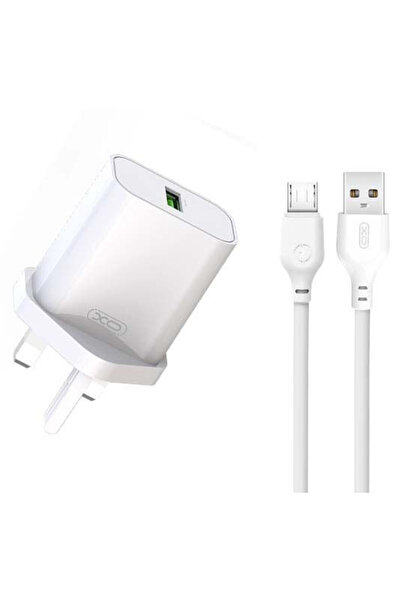 Xo Φορτιστής GaN με Θύρα USB-A και Καλώδιο micro USB 18W Quick Charge 3.0 Λευ...