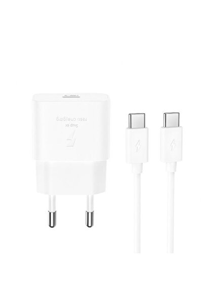 Xo Φορτιστής με θύρα USB-C και καλώδιο USB-C σε USB-C, 20W Power Delivery, Λε...