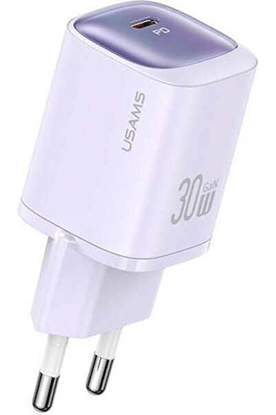 Usams Φορτιστής χωρίς καλώδιο GaN με θύρα USB-C, 30W Power Delivery, Μωβ (CC251)