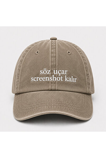 WeavedCo "Words Fly, Screenshots Stay" Written Vintage Washable Cap Hat