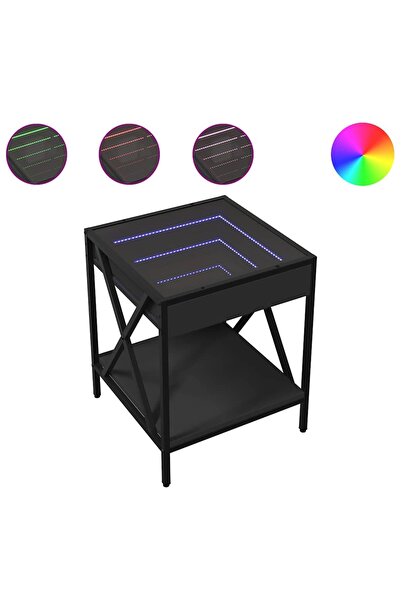 vidaxl Noptieră cu LED infinity, negru, 40x40x49 cm