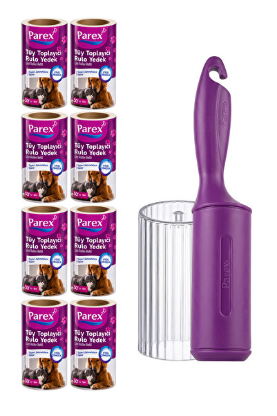Parex Premium Tüy Toplayıcı 8'li Yedek Rulo ve Aparat + Şeffaf Kapak Paketi