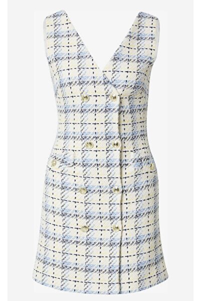 Karen Millen Rochie Check Button Ssleeveless Mini Dress Women
