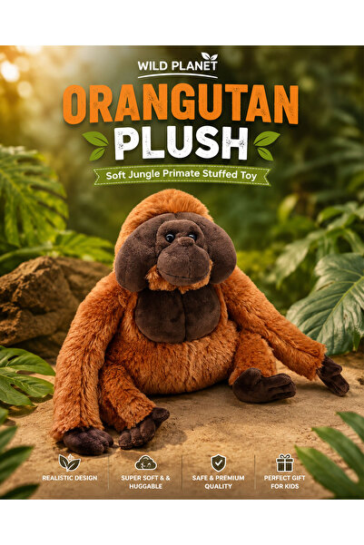 Wild Planet Orangutan Plush Toy 23cm Realistic Jungle Ape Stuffed Animal Soft...