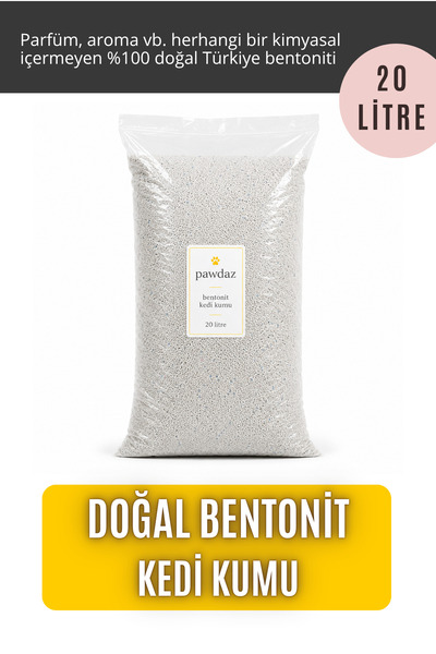 pawdaz Doğal Bentonit Kedi Kumu - 20 LİTRE