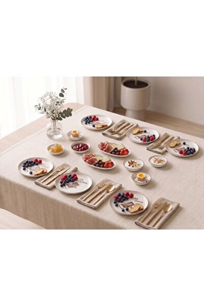 maia Porcelain Porselen Ceylin Serisi 6 Kişilik 14 Parça Yaz Kahvaltı Seti