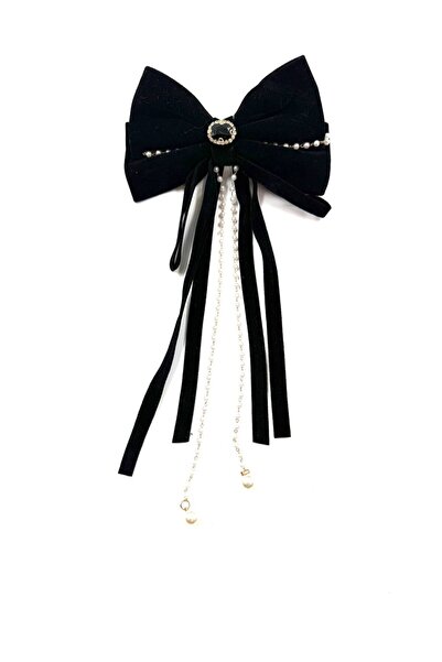 MD Moda Accessories مشبك شعر مخملي مزين بسلسلة من اللؤلؤ