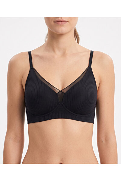 EBRULİ LİNGERİE Tulle Detailed Ribbed Laser Cut Seamless Bralette