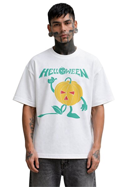 Fuddy Moda Unisex majica sa širokim izrezom i printom rok benda Helloween