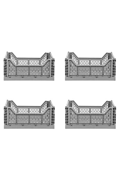 Energetics Set de 4 cutii pliabile din plastic, gri, stivuibile, 4 x 15 litri...
