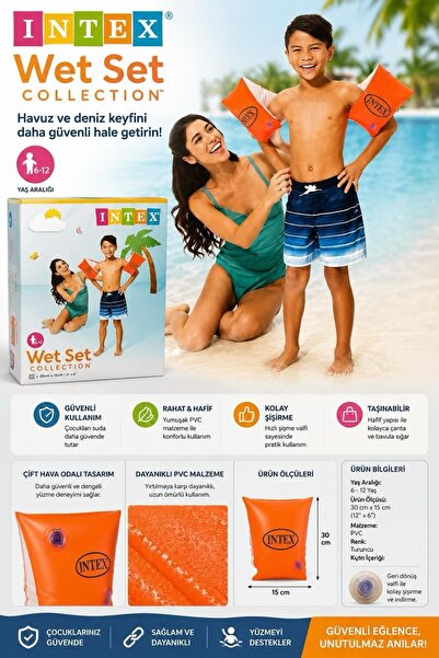 BuradaBuldun INTEX Wet Set Collection Çocuk Şişme Kolluk 6-12 Yaş 30x15 cm De...