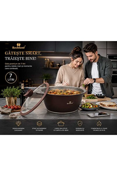 OEM Rockland Premium Pot 7 Liters – Elegant Design, Stone-Type Non-Stick Coat...