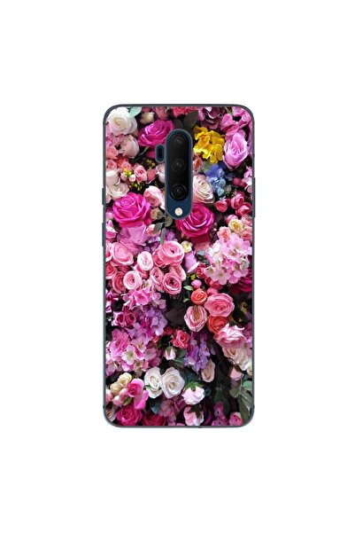OEM Θήκη συμβατή με OnePlus 7T Pro από σιλικόνη gel TPU με σχέδιο ροζ τριαντά...
