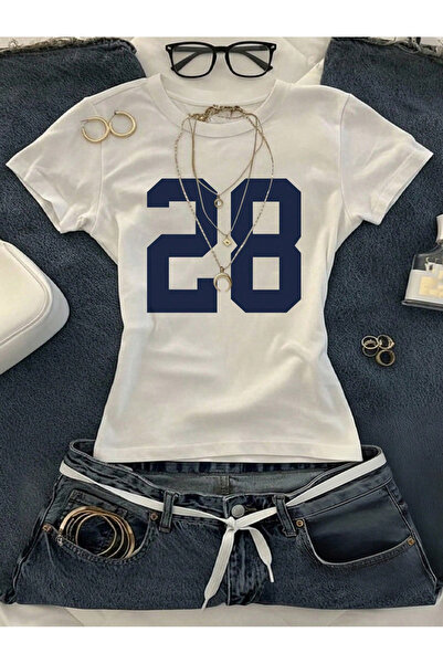 Toum Kemer Boy 28 Number Printed Crop Blouse